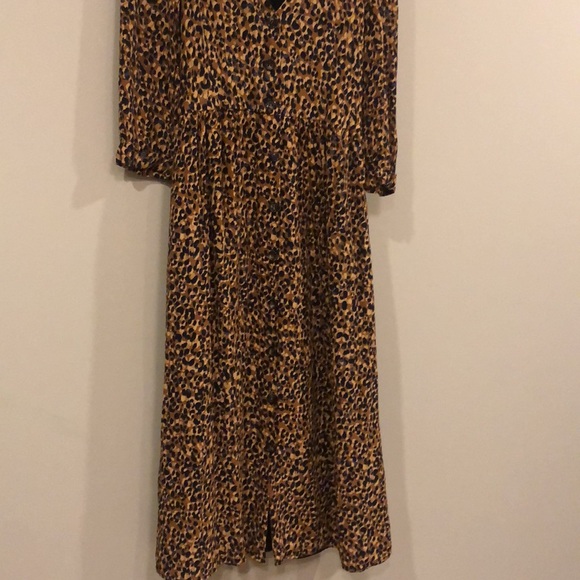 Zara midi leopard button down dress sz xs - Picture 6 of 11